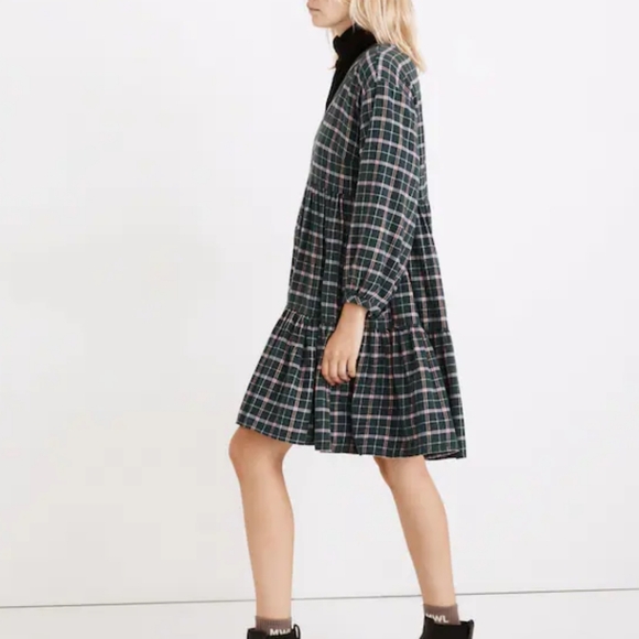 NEW! Madewell Flannel Colette Plaid Dress - Picture 2 of 9